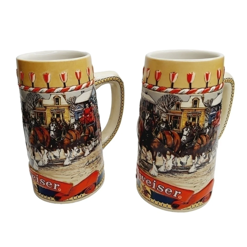 Budweiser Holiday Steins Collectible Holiday Stein Series (Year 1986) 2 Beer Mug